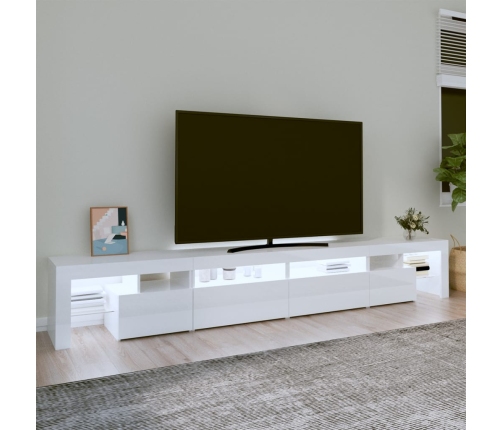 vidaXL Mueble de TV con luces LED blanco brillante 260x36,5x40 cm