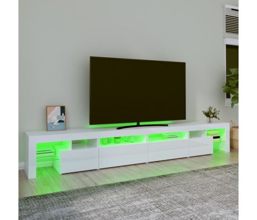 Mueble de TV con luces LED blanco brillante 260x36,5x40 cm