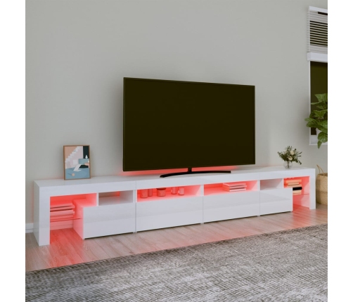 Mueble de TV con luces LED blanco brillante 260x36,5x40 cm