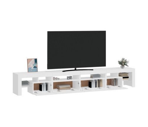 vidaXL Mueble de TV con luces LED blanco brillante 260x36,5x40 cm