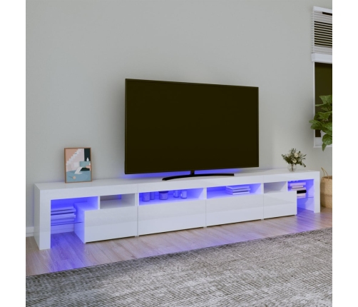 Mueble de TV con luces LED blanco brillante 260x36,5x40 cm