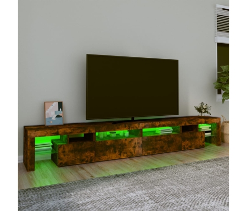 Mueble de TV con luces LED color roble ahumado 260x36,5x40 cm