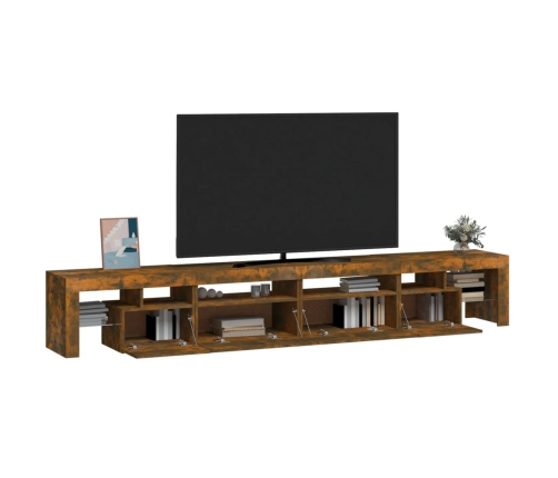 Mueble de TV con luces LED color roble ahumado 260x36,5x40 cm