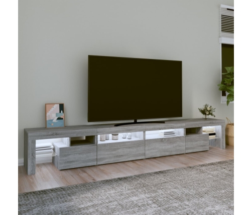 Mueble de TV con luces LED gris Sonoma 260x36,5x40 cm