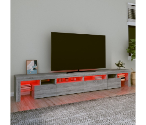 Mueble de TV con luces LED gris Sonoma 260x36,5x40 cm