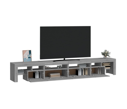 Mueble de TV con luces LED gris Sonoma 260x36,5x40 cm