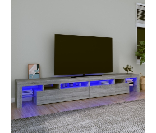 Mueble de TV con luces LED gris Sonoma 260x36,5x40 cm