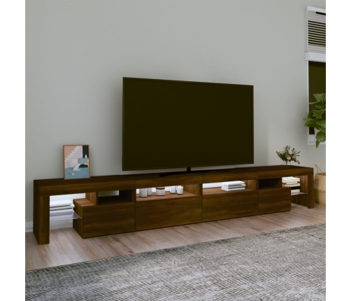 Mueble de TV con luces LED marrón roble 260x36,5x40 cm