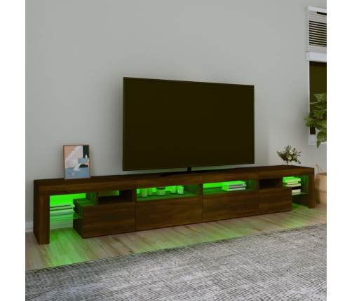 Mueble de TV con luces LED marrón roble 260x36,5x40 cm