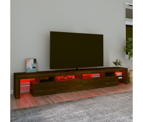 Mueble de TV con luces LED marrón roble 260x36,5x40 cm