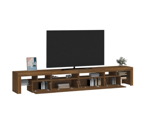 Mueble de TV con luces LED marrón roble 260x36,5x40 cm