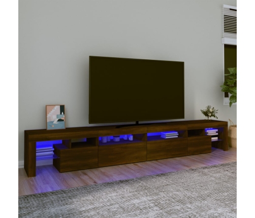 Mueble de TV con luces LED marrón roble 260x36,5x40 cm