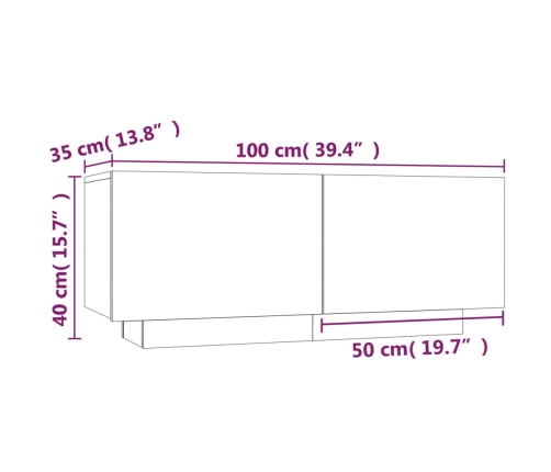 Mesita de noche madera contrachapada roble ahumado 100x35x40 cm