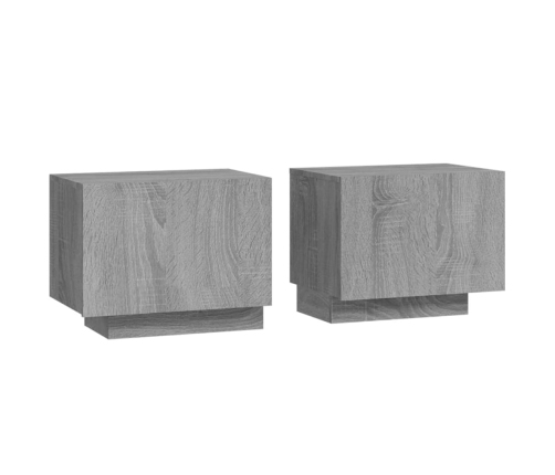 Mesita de noche madera contrachapada gris Sonoma 100x35x40 cm