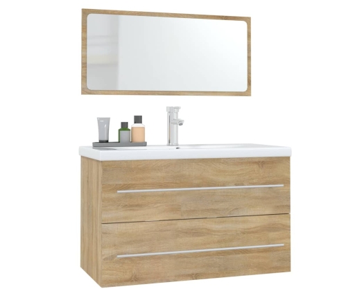 Conjunto de muebles de baño 3 piezas color roble Sonoma