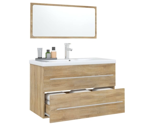 Conjunto de muebles de baño 3 piezas color roble Sonoma