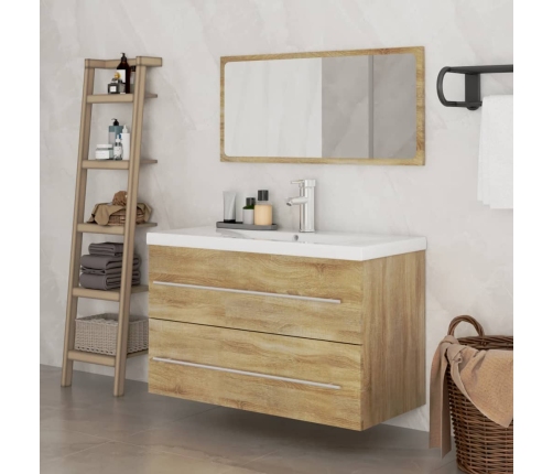 Conjunto de muebles de baño 3 piezas color roble Sonoma