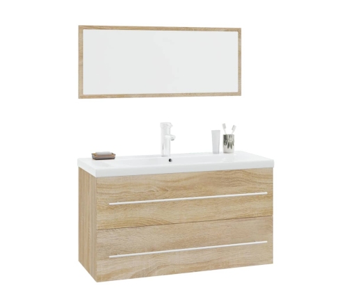 Conjunto de muebles de baño 3 piezas color roble Sonoma