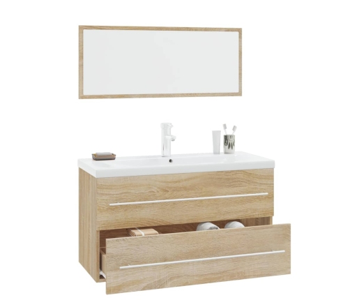 Conjunto de muebles de baño 3 piezas color roble Sonoma