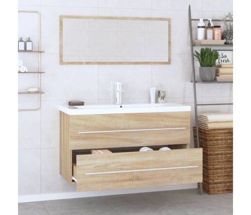 Conjunto de muebles de baño 3 piezas color roble Sonoma