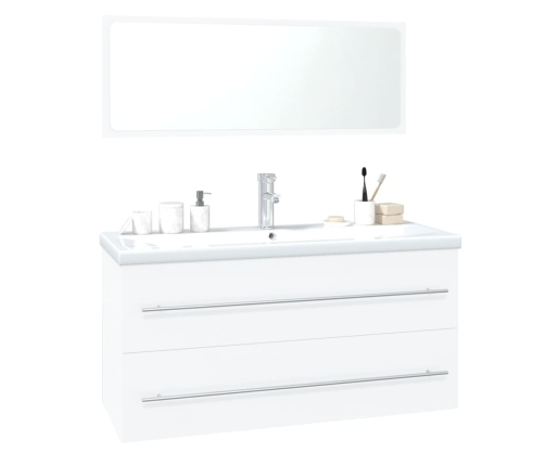 Conjunto de muebles de baño madera contrachapada blanco brillo