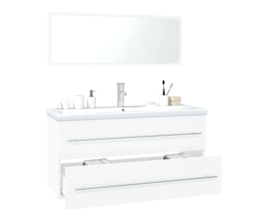 Conjunto de muebles de baño madera contrachapada blanco brillo