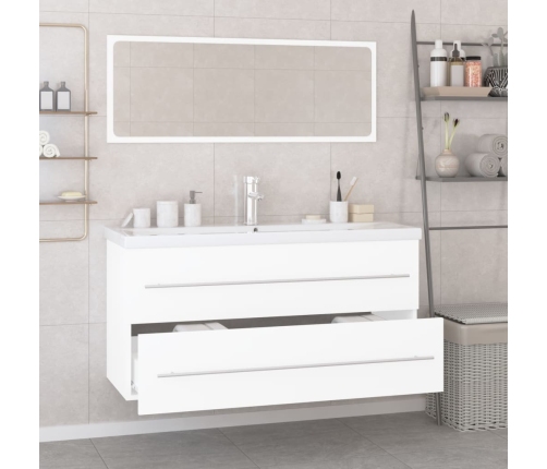 Conjunto de muebles de baño madera contrachapada blanco brillo