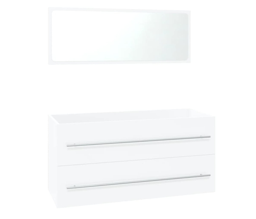 Conjunto de muebles de baño madera contrachapada blanco brillo