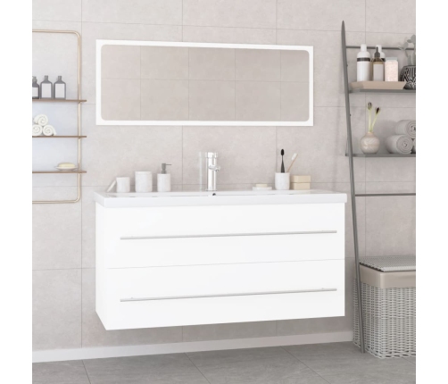 Conjunto de muebles de baño madera contrachapada blanco brillo