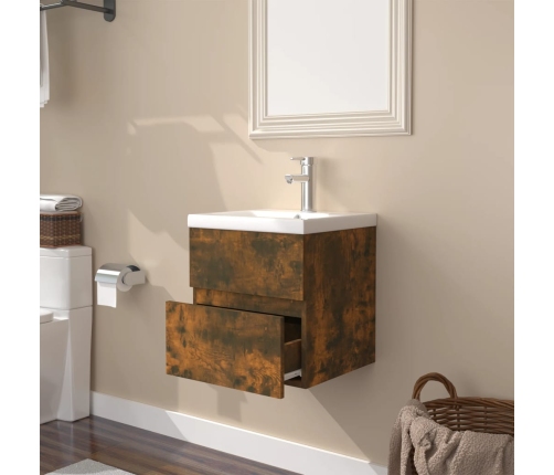 Mueble de baño con lavabo madera contrachapada roble ahumado