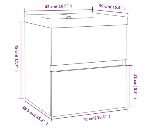 Mueble de baño con lavabo madera contrachapada roble ahumado