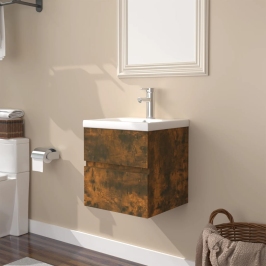 Mueble de baño con lavabo madera contrachapada roble ahumado