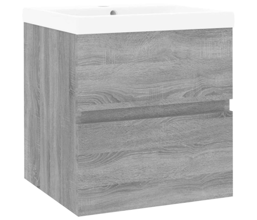 Mueble de baño con lavabo madera contrachapada gris Sonoma