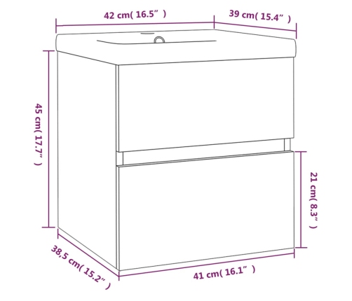 Mueble de baño con lavabo madera contrachapada gris Sonoma