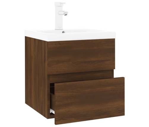 Mueble de baño con lavabo madera contrachapada marrón roble