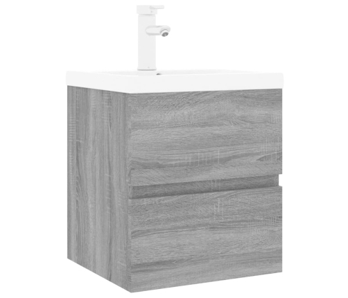 Mueble de baño con lavabo madera contrachapada gris Sonoma