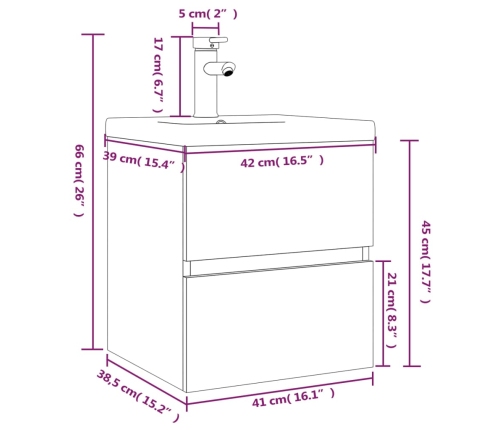 Mueble de baño con lavabo madera contrachapada gris Sonoma