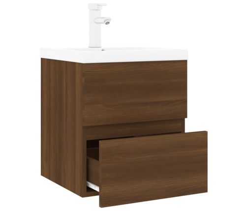 Mueble de baño con lavabo madera contrachapada marrón roble