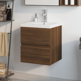 Mueble de baño con lavabo madera contrachapada marrón roble