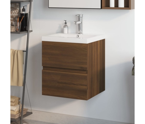 Mueble de baño con lavabo madera contrachapada marrón roble