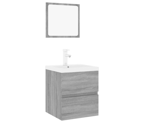 Set de muebles de baño madera contrachapada gris Sonoma