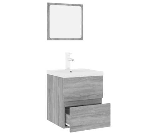 Set de muebles de baño madera contrachapada gris Sonoma
