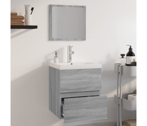 Set de muebles de baño madera contrachapada gris Sonoma