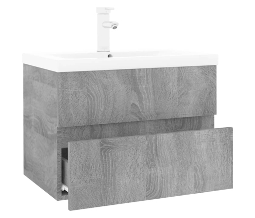 Mueble de baño con lavabo madera contrachapada gris Sonoma