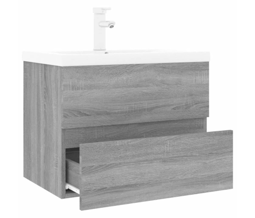 Mueble de baño con lavabo madera contrachapada gris Sonoma