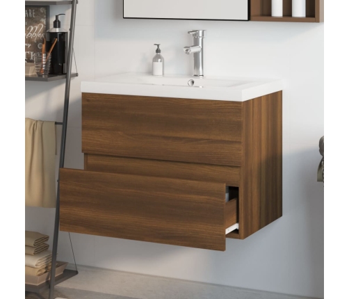 Mueble de baño con lavabo madera contrachapada marrón roble