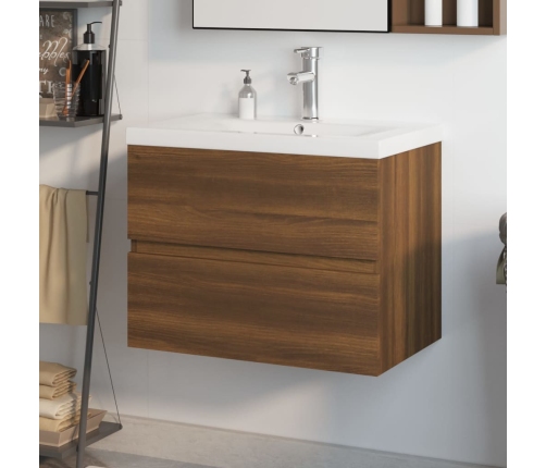 Mueble de baño con lavabo madera contrachapada marrón roble