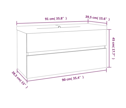 Mueble de baño con lavabo madera contrachapada roble ahumado