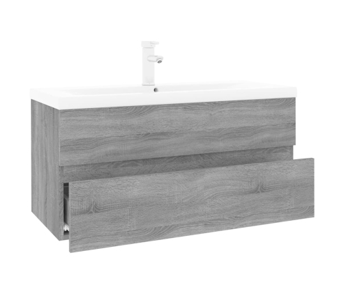 Mueble de baño con lavabo madera contrachapada gris Sonoma