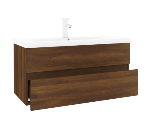 Mueble de baño con lavabo madera contrachapada marrón roble